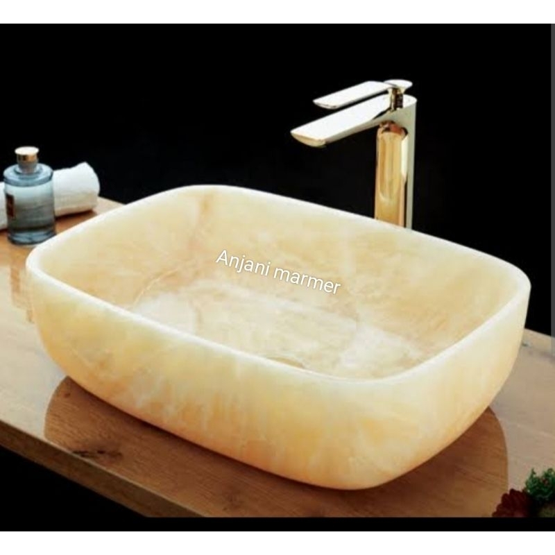 wastafel batu onyx model nampan 50cm