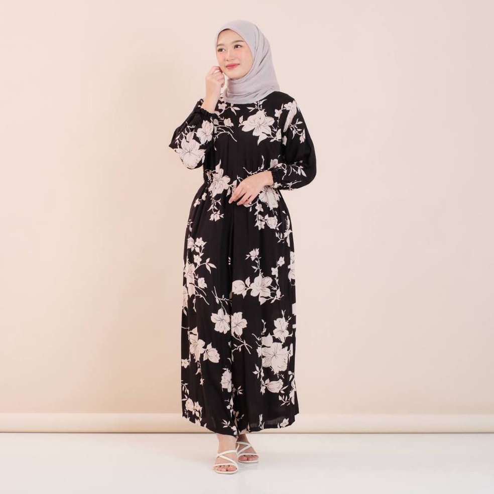 KODE G46Y WDN DRESS JUMPSUIT RAYON MOTIF FASHION MUSLIM WANITA BAHAN RAYON DIAMOND
