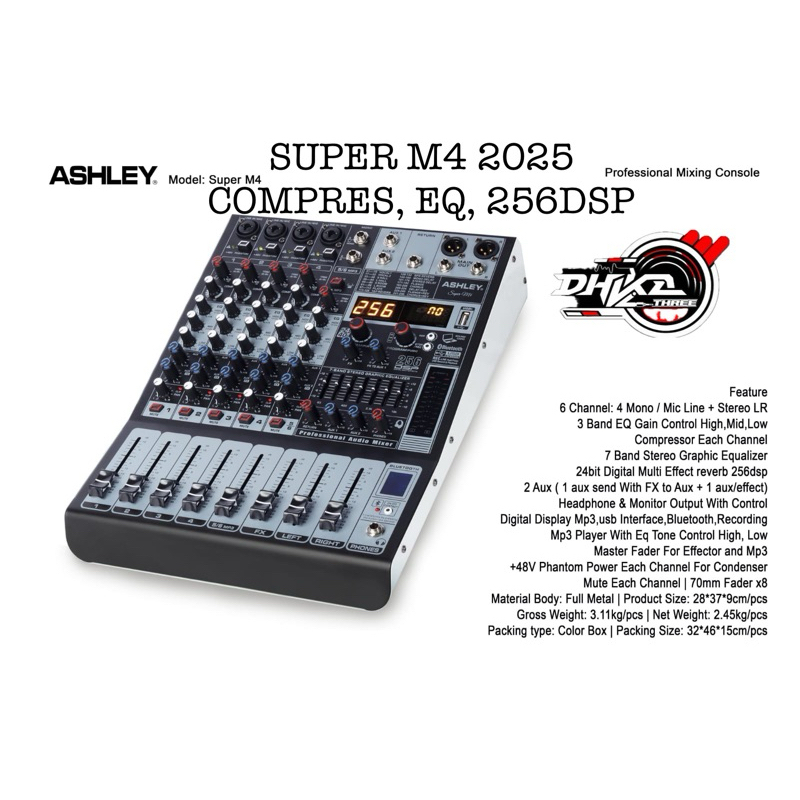 MIXER ASHLEY SUPER M4 (6CH) / Mixer Ashley super M4 (6ch) Usb & bt / mixer ashley super m4