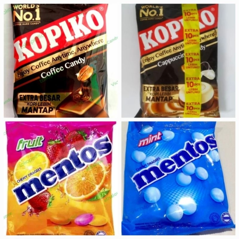 

Permen KOPIKO COFFEE + CAPPCCINO + MENTOS MINT + FRUIT