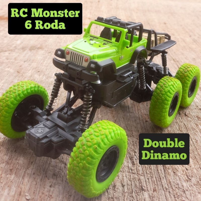 RC MONSTER 6RODA (FREE BATREI REMOT) SKALA BESAR BATREI CAS RODA KARET DOUBLE DINAMO MAINAN ANAK MOB