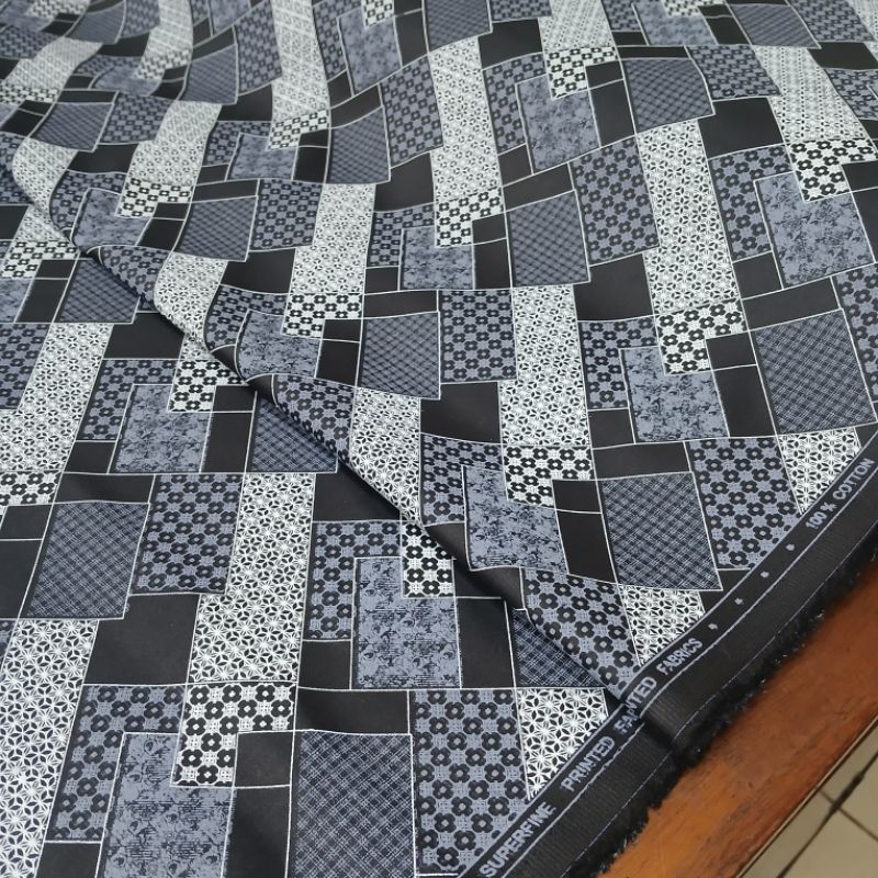 Kain Katun hitam motif/Kain katun Italy/premium motif