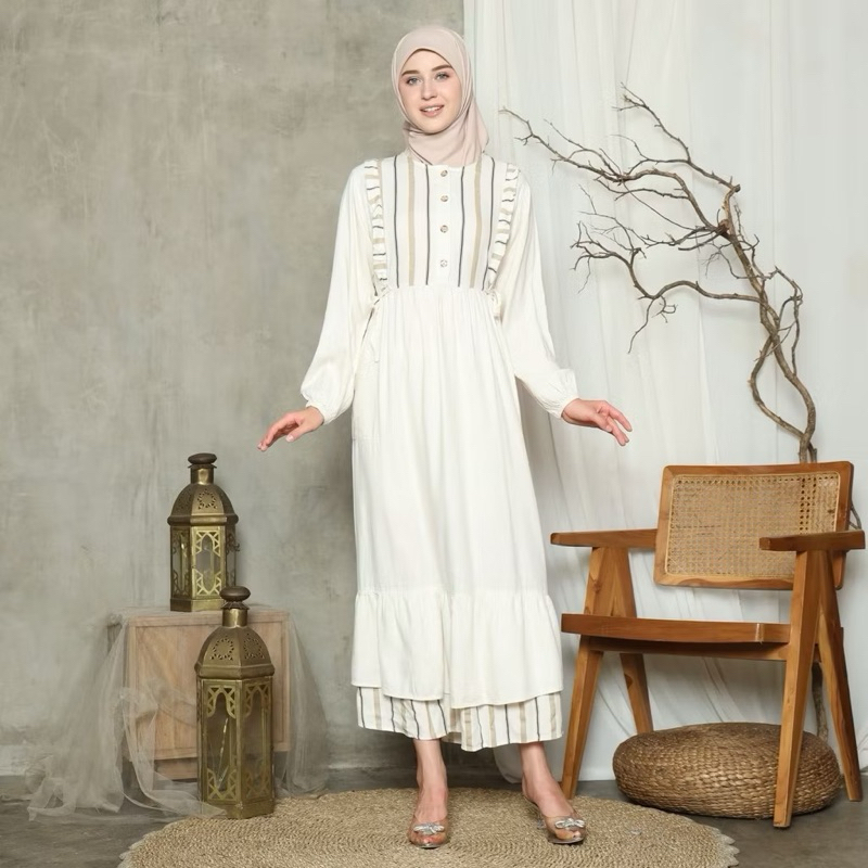 Gamis wanita bahan linen brand Rilley Original
