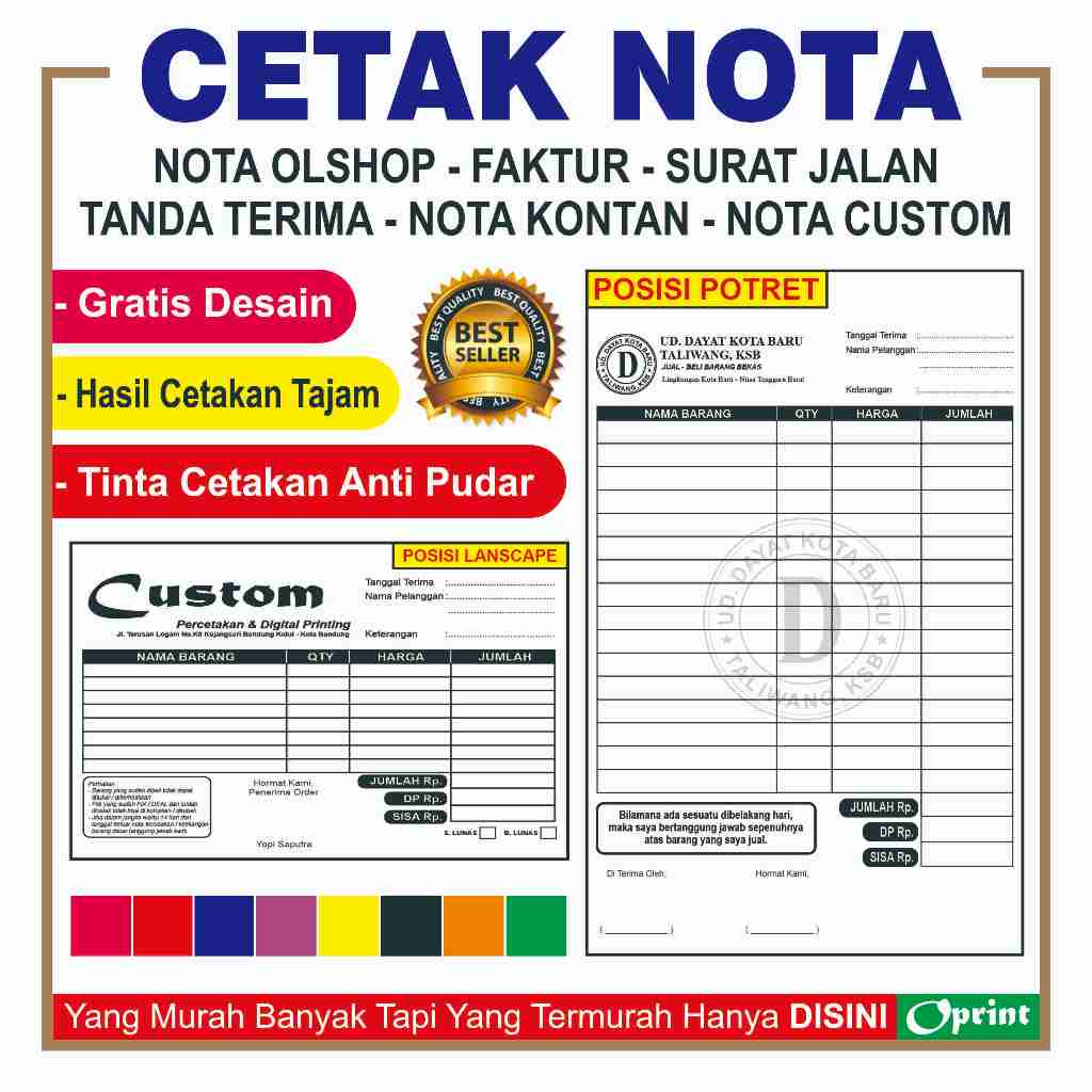 

[HARGA GROSIR] NOTA BON ISI 25 SET, CETAK 1 WARNA