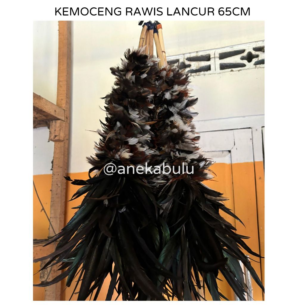 KEMOCENG BULU AYAM JAGO RAWIS KOMBINASI LANCUR PANJANG 65CM PEMBERSIH DEBU MOBIL ANTI BARET