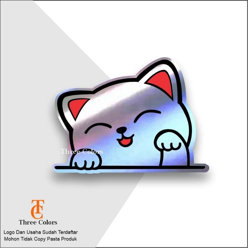 stiker kucing lucu hologram,hp, leptop, motor