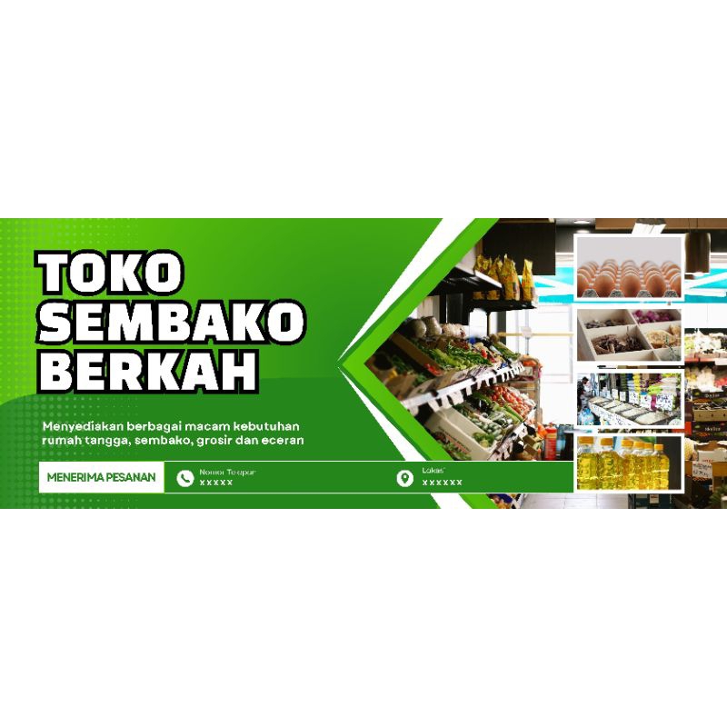 Spanduk banner toko sembako 200X100 cm bisa request desain
