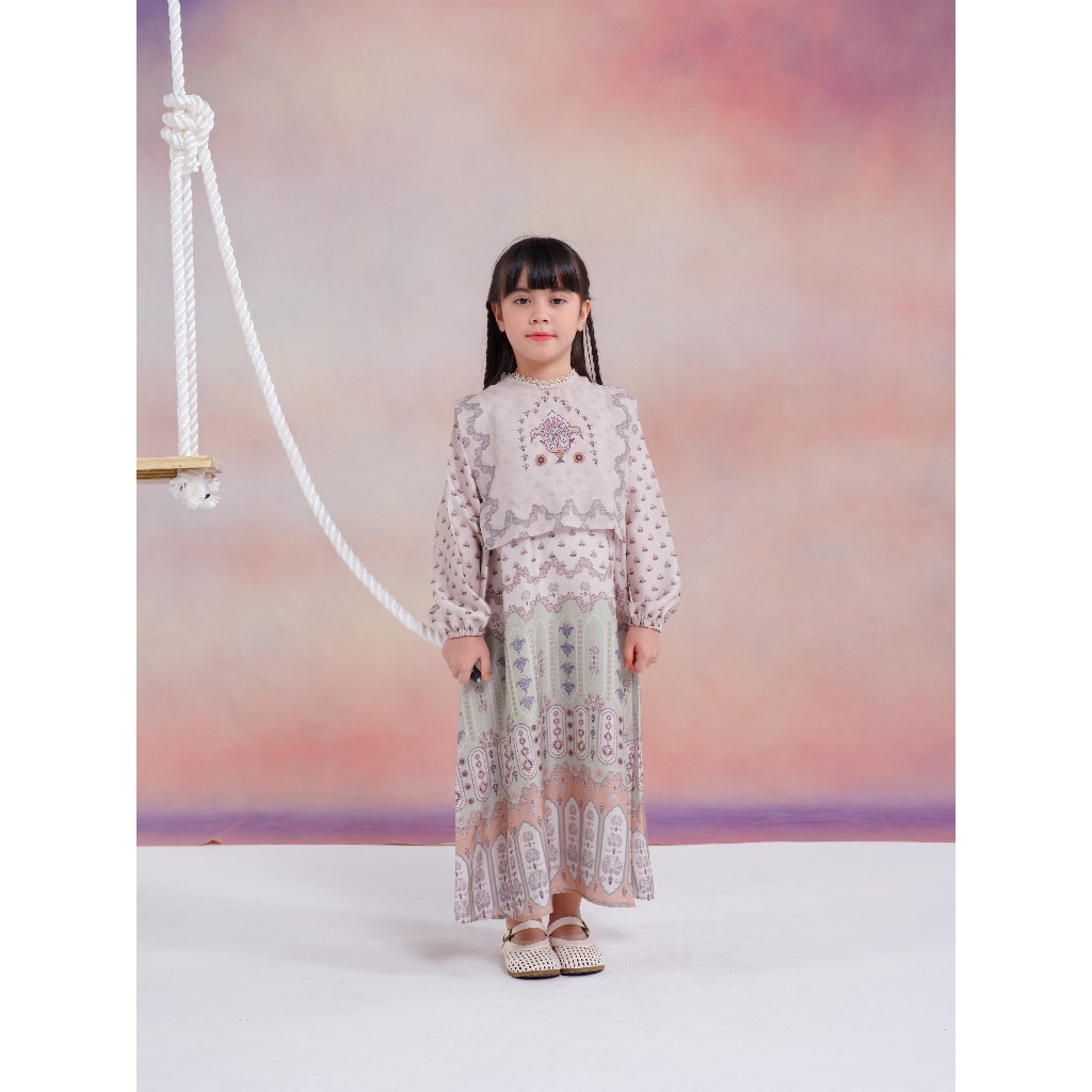 NAULA DRESS BEIGE - DRESS ANAK ALEZA