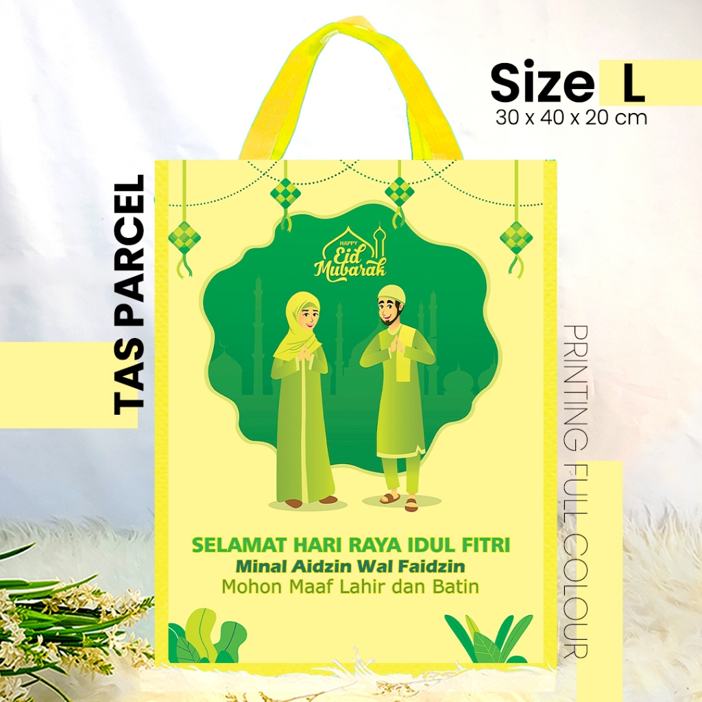 

TAS IDUL FITRI KUNING 2 ORANG UKURAN SEDANG 30x40 - TAS PARCEL PRINTING / TAS LEBARAN