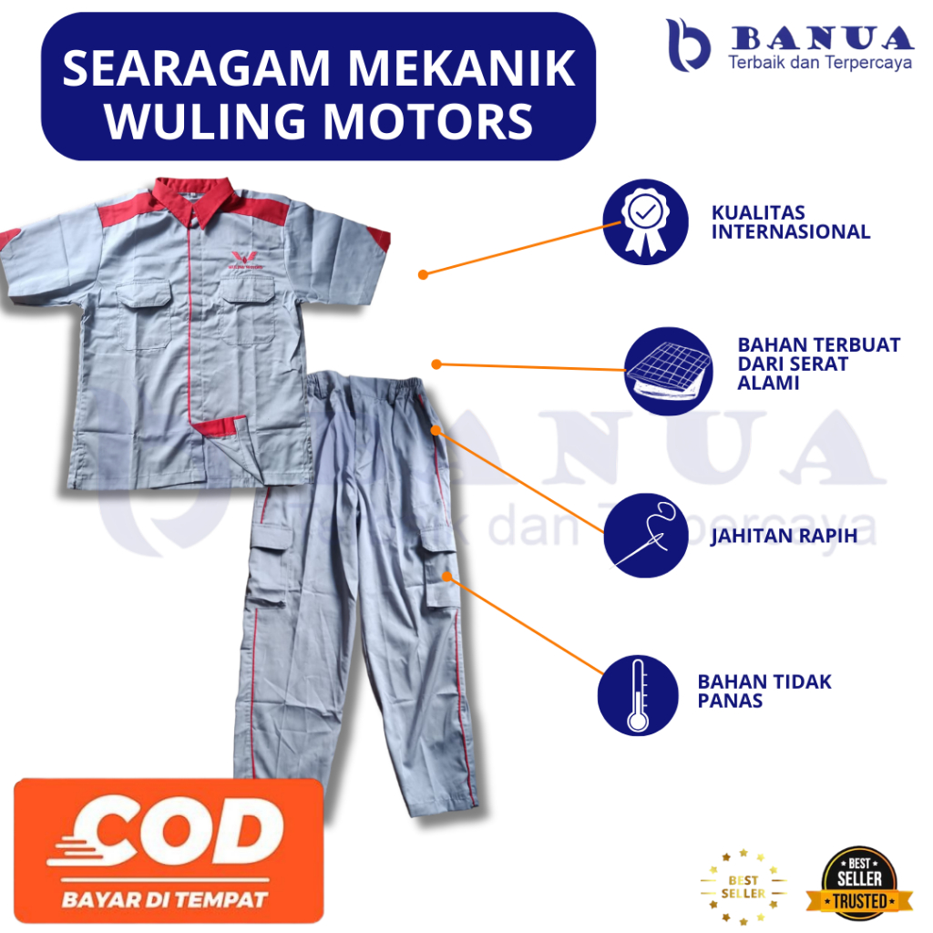 Seragam Mekanik Wuling | Seragam Mekanik I Seragam Mekanik Wuling Motor | Baju dan Celana Mekanik