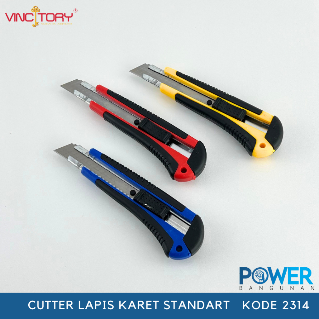 

Vincitory Cutter Besar 18mm Pisau Cuter Alat Pemotong Stainless Steel Premium 3 Slot 2314 2315