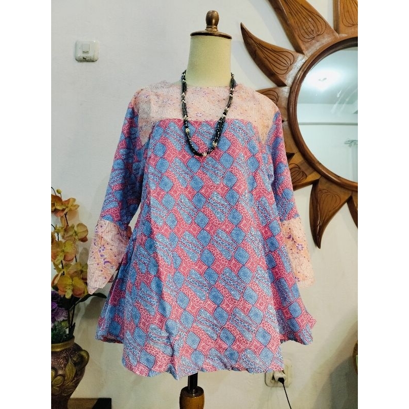 baju murah keatasan batik wanita warna pink soft