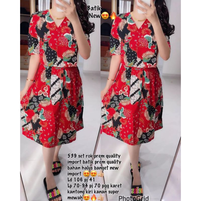 539 stelan rok 7/8 motif batik