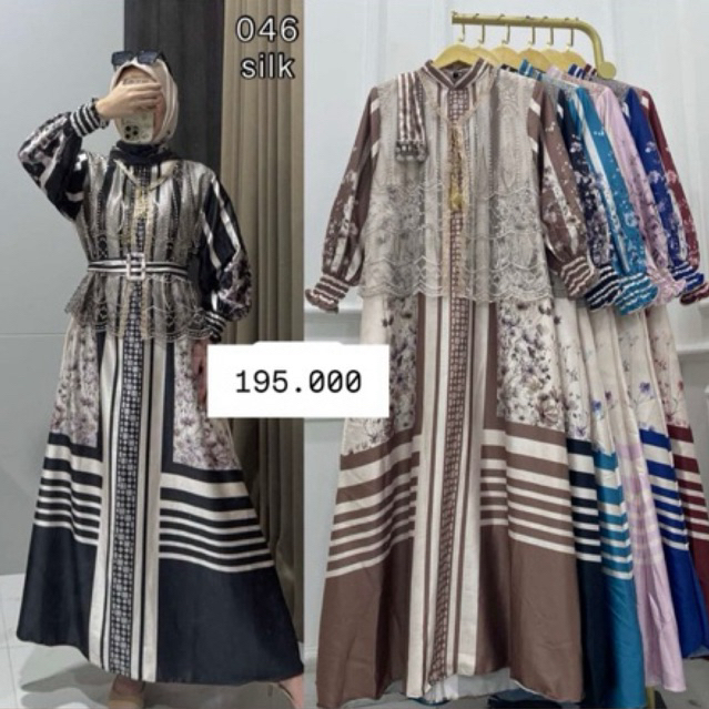 Gamis silk outer brukat set hijab