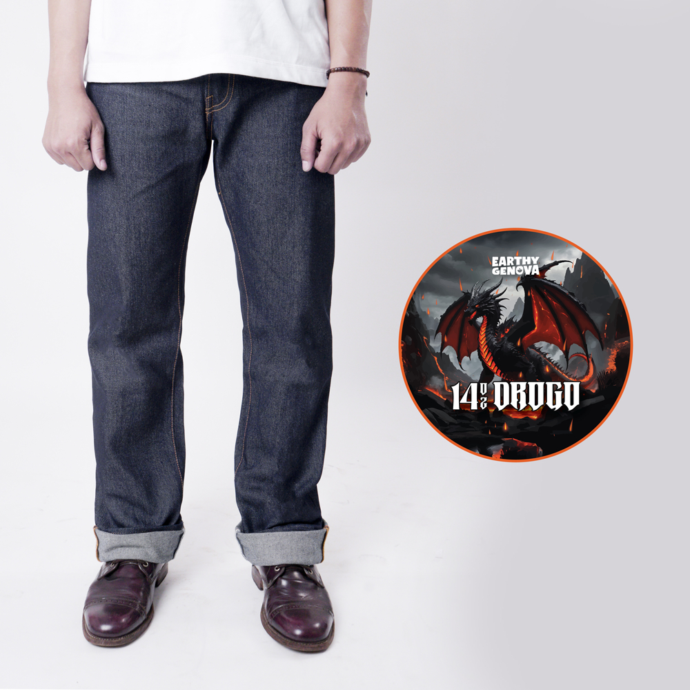 EARTHY GENOVA - Denim NON SELVEDGE DROGO 14 Oz Sanforized Celana Raw Jeans Pria Slim Straight Cut De