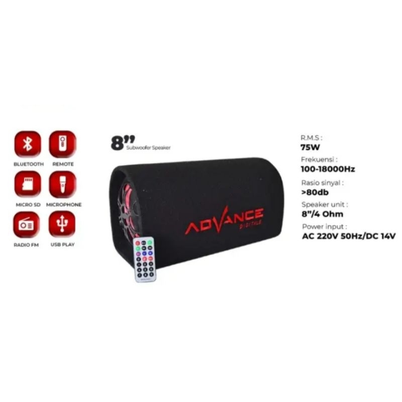 Speaker / Salon guling ADVANCE T-103BT bluetooth 8"