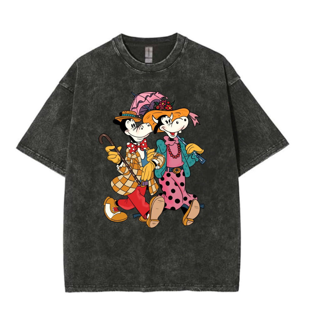 Kaos  Acid Wash Oversized Clarabelle Cow