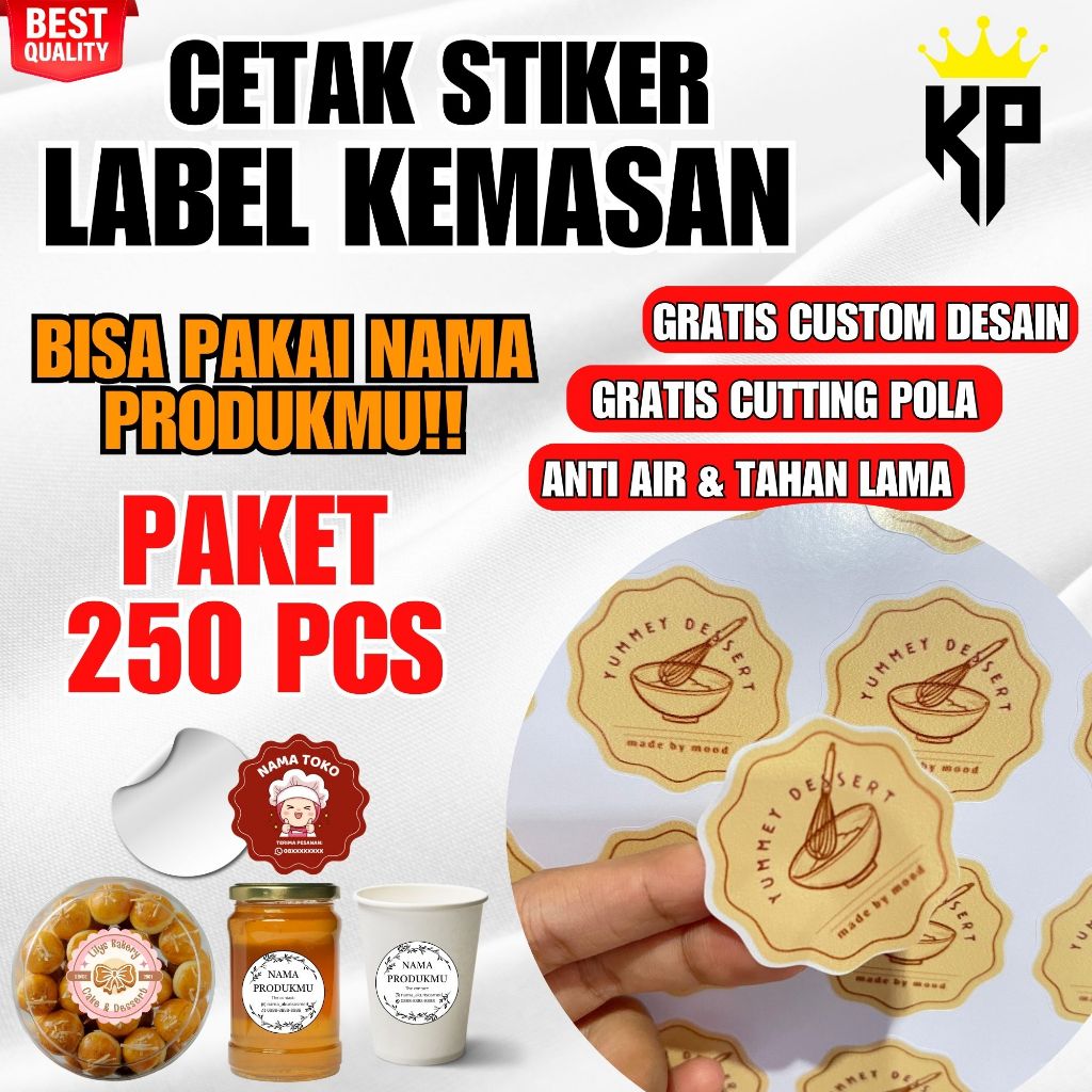 

PROMO(PAKET 250 PCS)CETAK STIKER LABEL KEMASAN PRODUK GRATIS CUSTOM DESAIN STICKER OLSHOP MAKANAN MINUMAN L
