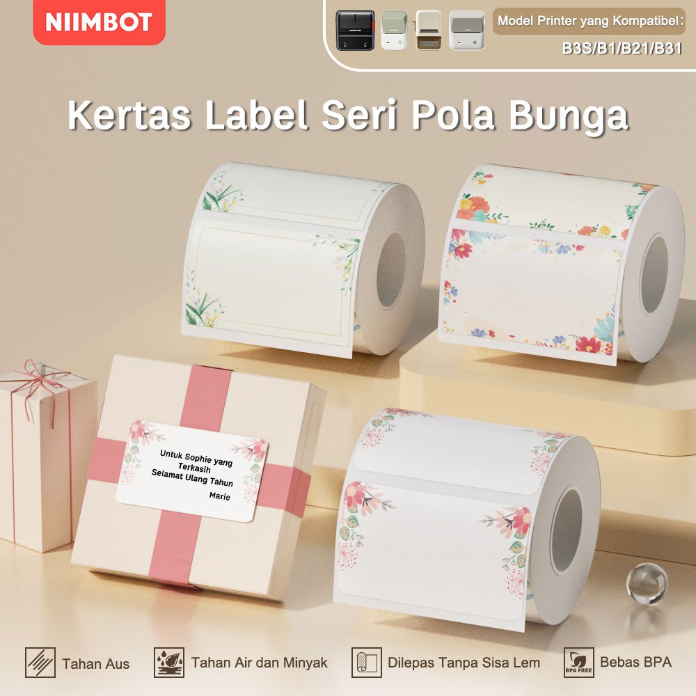 

NIIMBOT B21/B1/B3S LABEL KERTAS BUNGA & RUMPUT DICETAK POLA KARTUN LUCU SERI BUNGA DENGAN