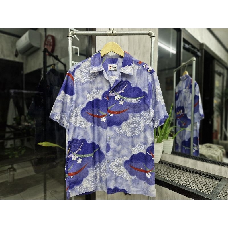 kemeja vintage hawaii malihini open collar size M