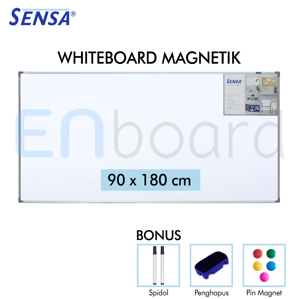 

Papan Tulis Whiteboard / White Board Gantung Magnet Single Face Sensa 90 x 180 cm