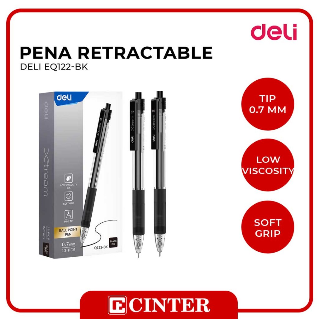 

DELI - PULPEN GEL / PEN / PENA EQ122-BK BALLPOINT 0.7MM BLACK