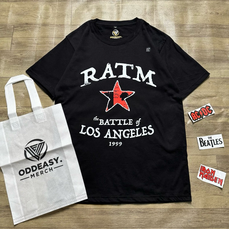 T-Shirt Kaos RATM LOS ANGELES Free Bag Bonus Tas Kaos Band Metal Kaos Vintage Hitam