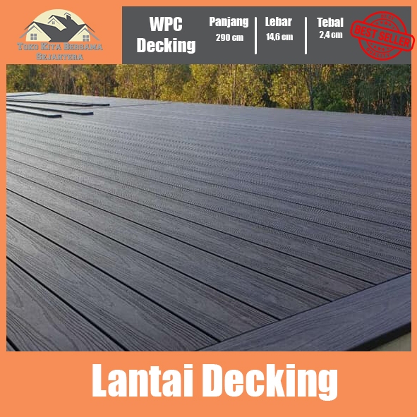 TN17 Lantai Decking WPC Outdoor / Lantai Kayu Kolam Renang / Pool / Taman - 146mm*24mm*2900mm