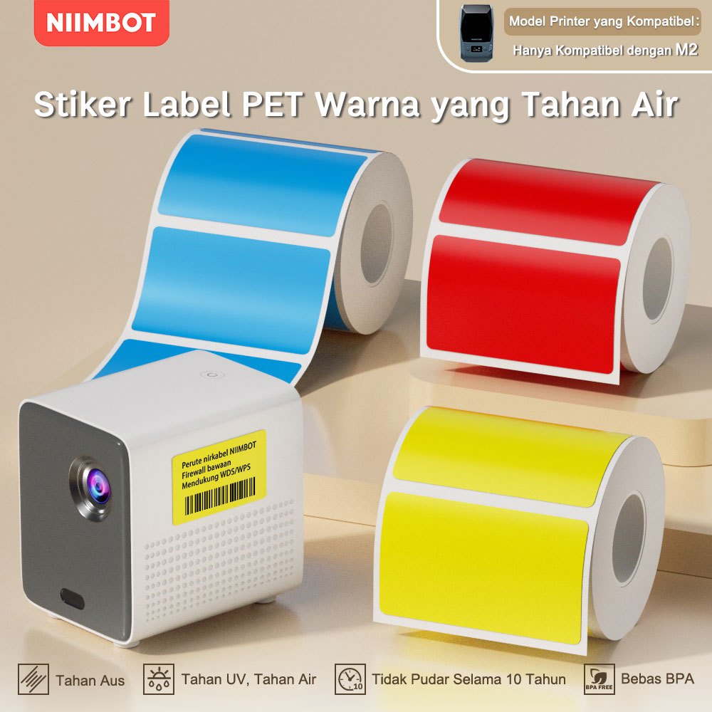 

NIIMBOT M2 Kertas Label Warna Murni, Label Nama Ukuran Harga Barcode, Perak/Kuning/Biru/Merah/Warna