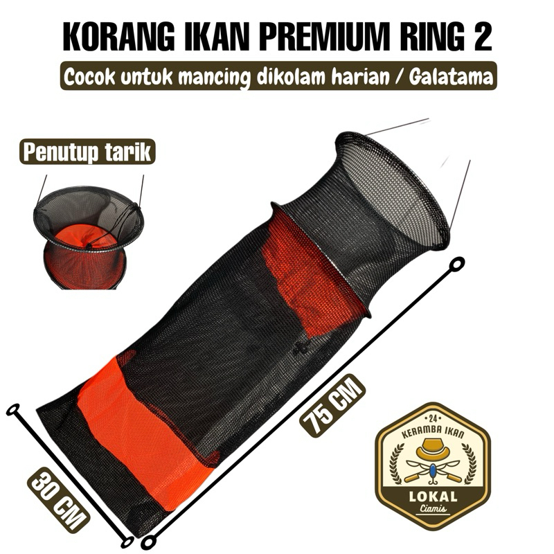 KORANG IKAN BULAT RING 2 75 CM PENUTUP TARIK PREMIUM KORANG| KOJA IKAN KAIN HALUS | KORANG PANCING  
