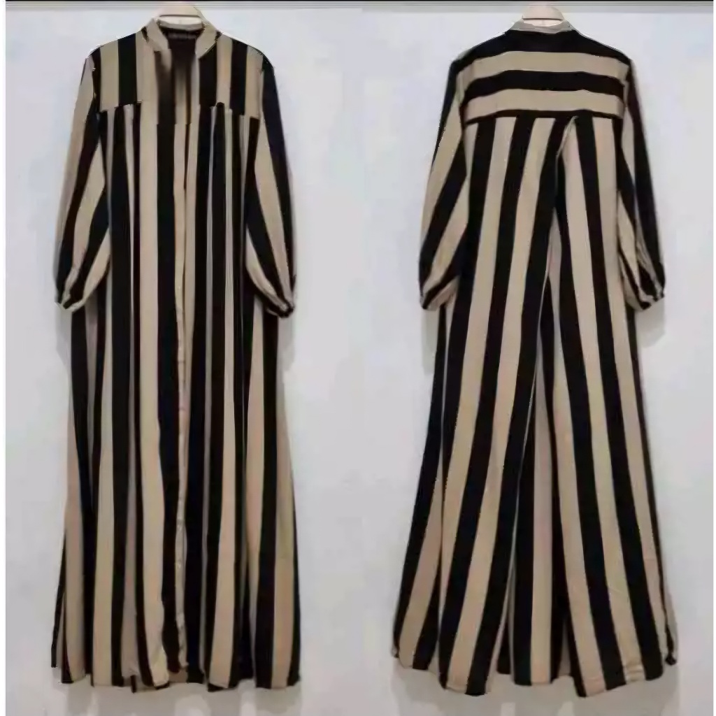 Gamis Salur Dewasa Viral Kekinian Premium Terbaru Midi Dress Wanita Kekinian Dress Garis Garis