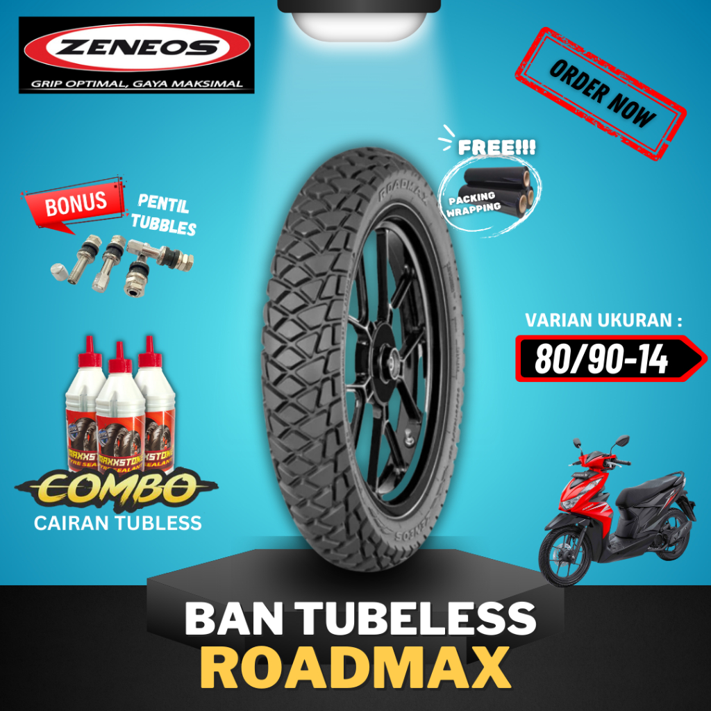 PROMO [READY COD] BAN ZENEOS ROADMAX RING 14 ( 80/90-14 ) BAN TUBELESS ZENEOS RING 14 / BAN MOTOR