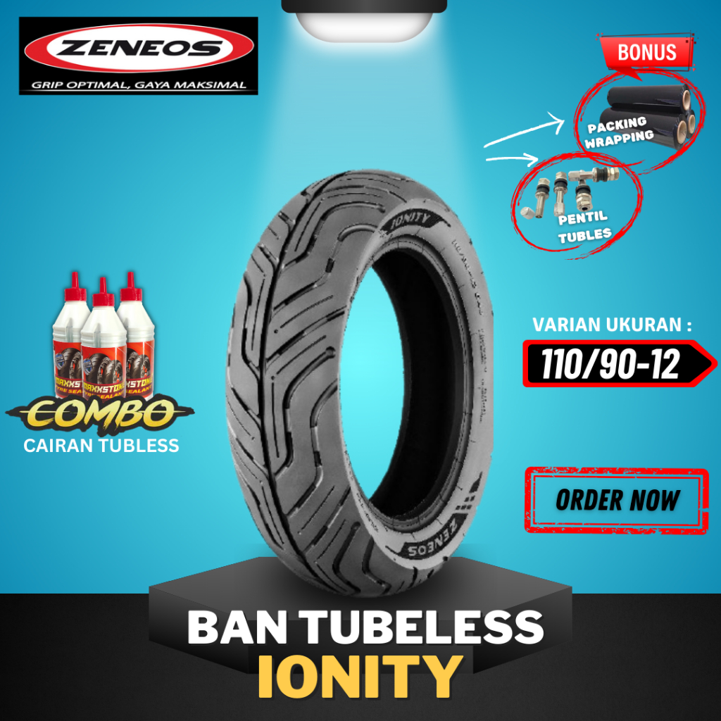 PROMO [READY COD] BAN ZENEOS IONITY ( 110/90-12 ) RING 12 / BAN TUBELESS ZENEOS RING 12 BAN MOTOR