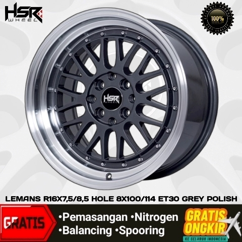 HSR Lemans Velg Mobil R16 Lebar 7,5-8,5 Hole 8X100-114 Velg Celong Ring 16