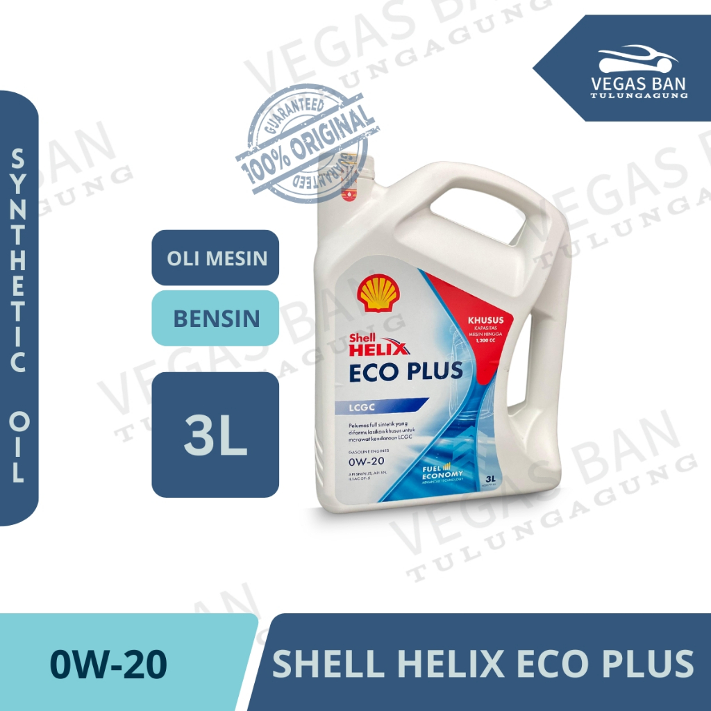 SHELL Helix ECO PLUS SAE 0W-20 Oli Mobil Bensin Synthetic Technology 3 Liter