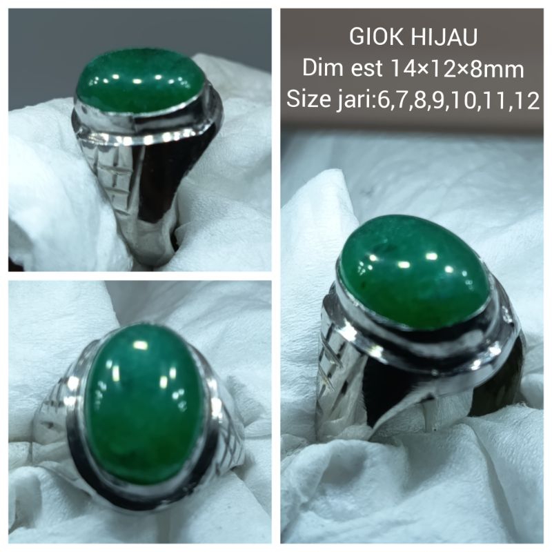 CINCIN BATU GIOK CINA HIJAU CRYSTAL NATURAL D14