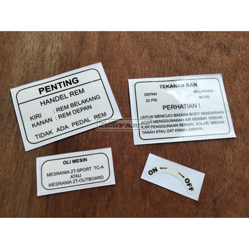 Sticker stiker penting prosedur detail vespa Corsa copy ori original