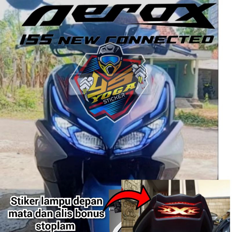 stiker lampu depan mata dan alis bonus stiker stoplam aerox new 155 connected 2022