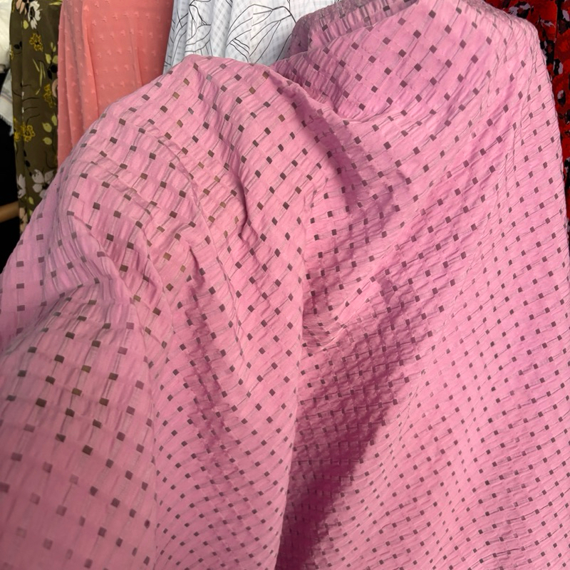 Kain Organza Embos Premium - kain motif kotak - kain organdi premium - kain bahan - sks