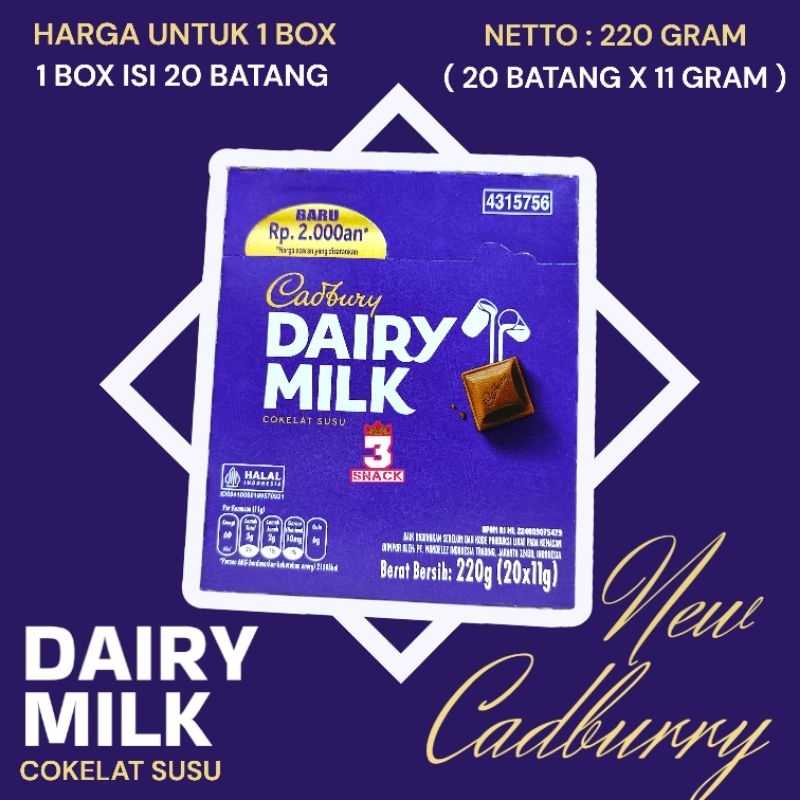 

EG 1 KOTAK CADBURRY DAIRY MILK ISI 20 BATANG