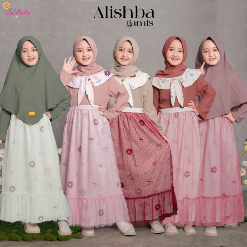 GAMIS TUTU KIDS SERIES  LONG DRESS MUSLIMAH ALISHBA BY LABELLA GAMIS ANAK TANGGUNG 5 TAHUN REMAJA KO
