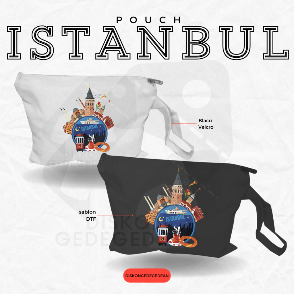 Diskongedegedean Pouch Souvenir Istanbul Turki Dompet Oleh Oleh Turkey Bahan Blacu dengan Resleting 