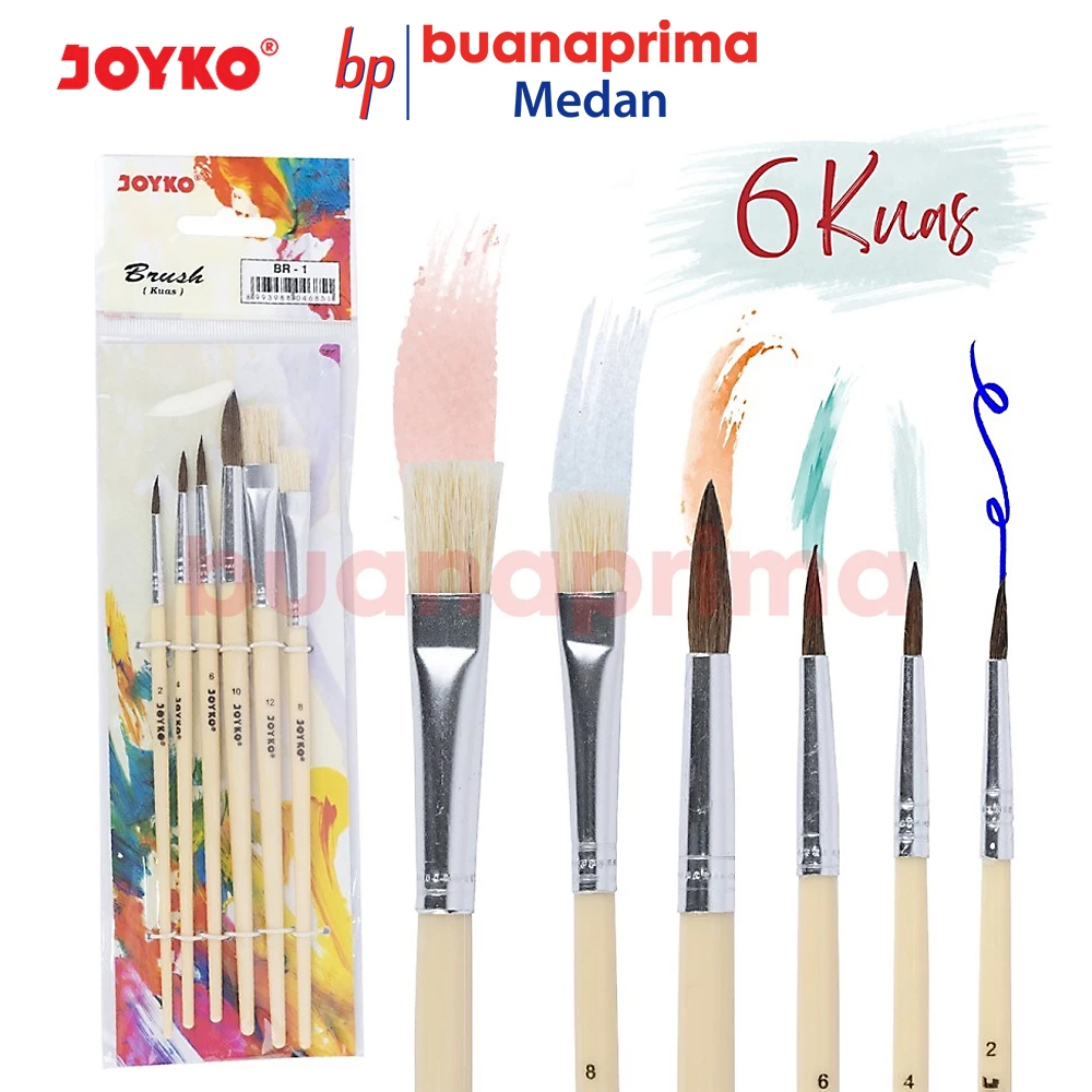 

Kuas Lukis Joyko BR-1 Brush Set isi 6 Kuas Cat Air Arcylic Poster Colour