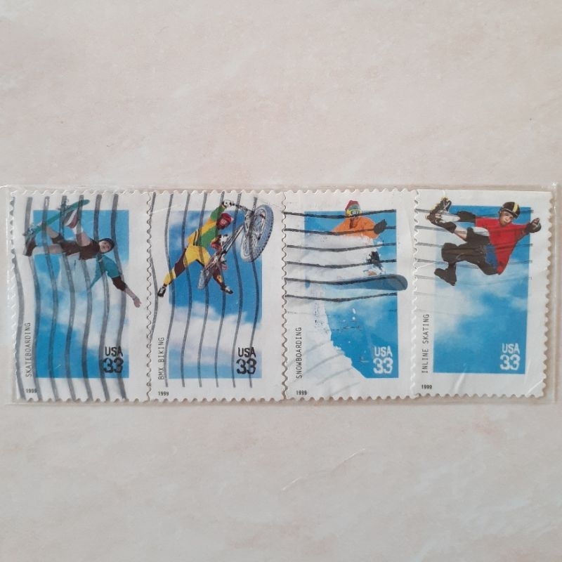 

(A) Perangko USA Extreme Sport Issue Tahun 1999 set lengkap 4pcs