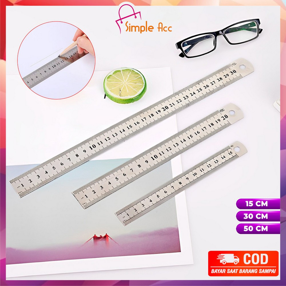 

DO-A107 Penggaris Besi 30CM Stainless Steel Ruler 50CM / Penggaris 15CM Serbaguna Perlengkapan Sekolah / Mistar Besi Alat Ukur Multifungsi