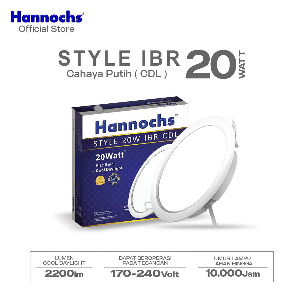 Hannochs Lampu Downlight LED Style 20W IBR Cahaya Putih INBOW