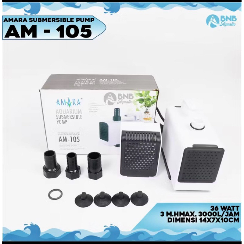 AMARA AM 105 Pompa air celup kolam hidroponik aquarium aquascape
