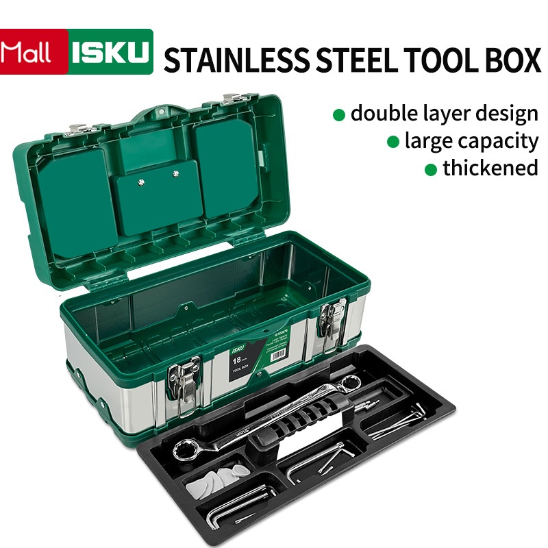 ISKU Tool Box Besar 17/19 Inch Bahan PP Toolbox Kotak Peralatan Perkakas/kotak perkakas