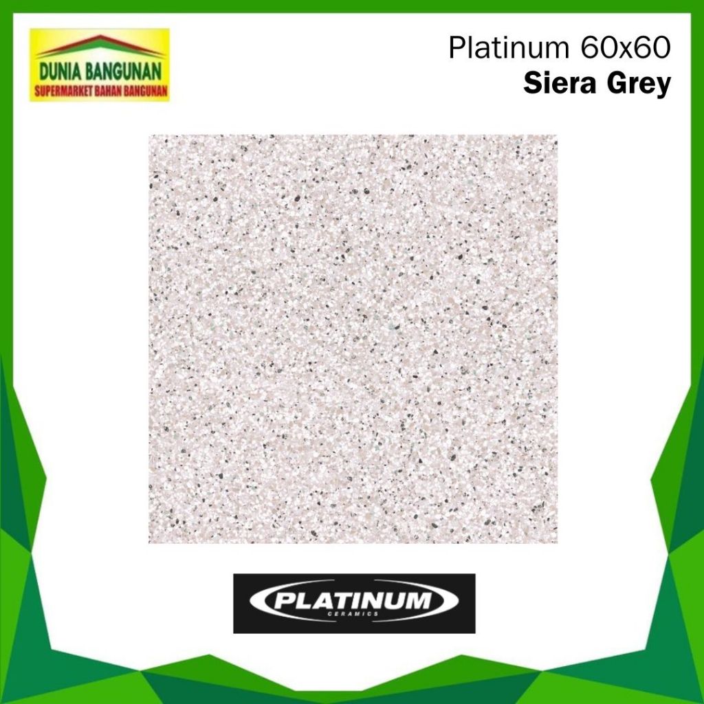 Keramik 60x60 Platinum Siera Grey Keramik Keset/Matt / Keramik Lantai Terrazo / Keramik Lantai Teras