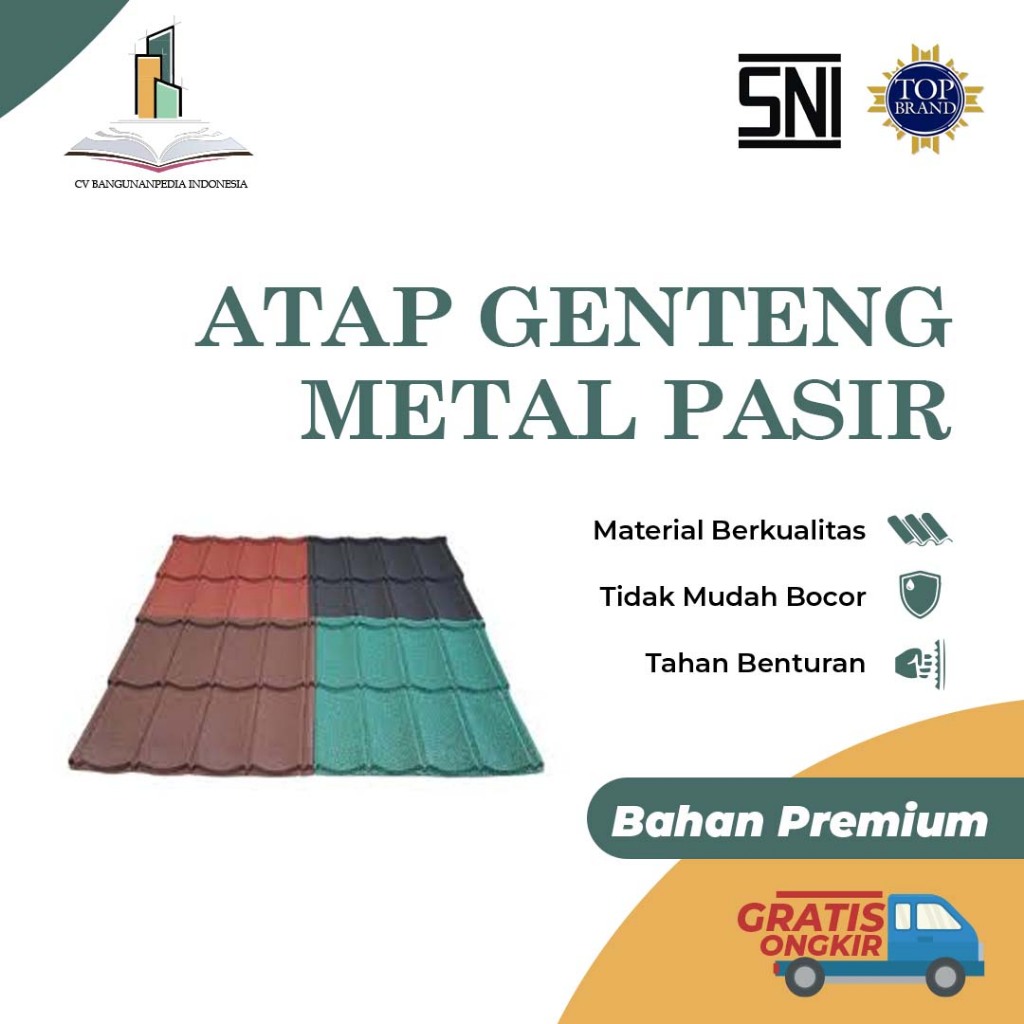 ATAP GENTENG METAL PASIR HITAM/MARON/HIJAU/COKLAT/BIRU PER 4DAUN MURAH MEDAN
